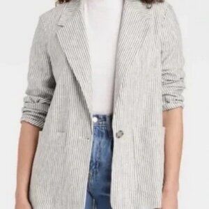 A New Day Striped Linen Blend Blazer NWT